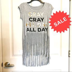 ‼️4/$15‼️Gray high low fringe top